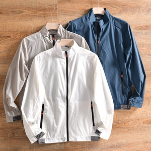 Coupe-vent Léger Respirant pour Hommes Col Montant Coupe Ajustée Casual Veste Été Sportive Avec Fermeture Éclair Contrastée