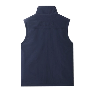 Gilet réversible bleu marine pour hommes avec col montant et détails de couture au dos