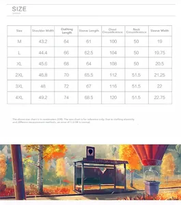 Detailed sizing chart for men business casual jacket from size M to 4XL in centimeters