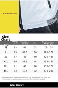 Detailed size guide for men's ultra-thin sun protection ice silk jacket with measurements
