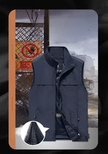 Close-up of breathable mesh lining and metal zipper on outdoor multi-pocket fishing vest