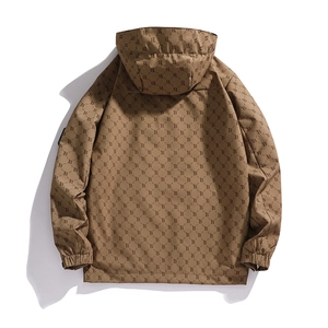 Veste à capuche marron pour homme avec motif monogramme et poignets élastiques dos