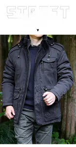 Detailed view of heavy winter cargo jacket with fleece lining and multi-pockets