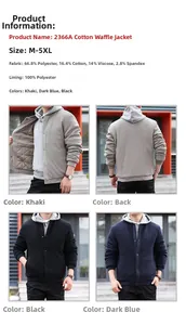 Detailed fabric chart for waffle jacket showing material blend and sizing specifications
