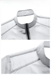 Detailed view of mesh拼接 and zippered high collar on ultra-thin breathable sun protection jacket