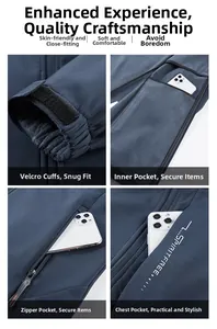 Vue détaillée de la veste en polaire bleu marine avec poignets réglables et poches