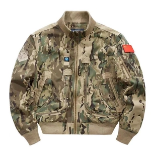 Giacca tattica multicam da uomo stile bomber con stemmi militari e colletto a costine