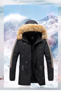 Parka invernale da uomo con cappuccio in pelliccia e fodera in pile calda per il freddo