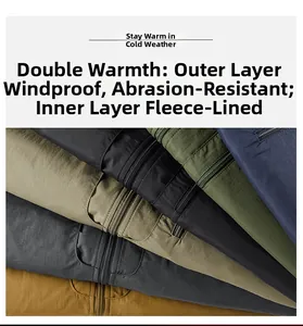 Detail of multi-color windproof outdoor jackets with warm fleece lining and sturdy metal zippers