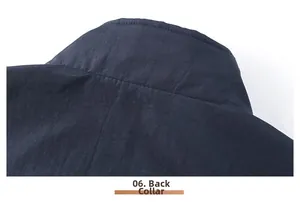 Close-up of the reinforced stitching on the back neckline of this durable cargo vest