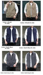 Comparaison détaillée du gilet polaire réversible à poches en kaki, marine et gris foncé