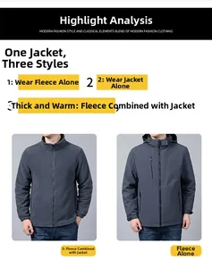 Vue détaillée de la veste d'hiver 3-en-1 pour hommes avec doublure polaire amovible
