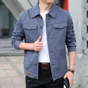 Herren Casual Baumwolle Denim Jacke Outdoor Winddicht Knopfleiste Oberbekleidung Mit Pattentaschen Für Den Alltag Mode Mantel