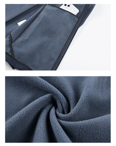 Détail de la poche intérieure pour téléphone et texture du tissu polaire double face épais