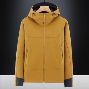 Men Outdoor Hooded Jacket Windproof Warm Fleece Lined Softshell Coat For Hiking Sports Casual Winter Outerwear For Men