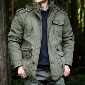 Men Winter Parka Jacket Hooded Workwear Coat Windproof Waterproof Warm Polyester Cotton Blend Sherpa Fleece Lining Utility Outdoor Daily Outerwear