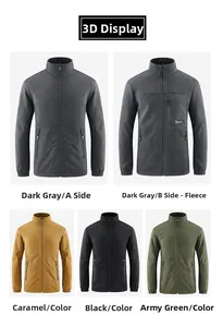 Detailed views of men's outdoor fleece jacket featuring stand collar and zipper pockets