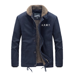 Veste d'hiver homme bleu marine doublée polaire avec imprimé ARMY et rembourrage chaud