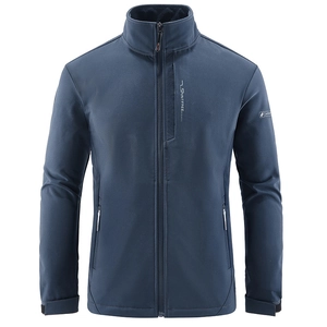Veste Softshell d'Extérieur pour Hommes Coupe-vent Col Montant Doublure Polaire Manteaux à Fermeture Éclair Poches Multiples