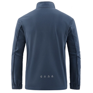 Veste en polaire bleu marine pour homme avec col montant et icônes au dos du vêtement