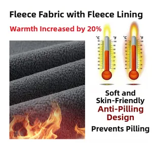 Detail macro view of dark grey polar fleece fabric with warm thermal inner lining