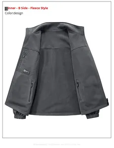 Detail of dark grey fleece jacket featuring upright collar and zippered chest pocket