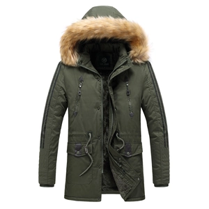 Giacca Parka Invernale da Uomo con Cappuccio e Collo in Pelliccia Sintetica in Cotone Foderato in Pile Caldo Cappotto Casual