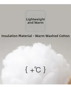 Detail of premium insulation washed cotton with high loft and fine white fiber texture