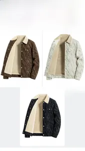 Detailansicht der Cordjacken mit Sherpa-Futter in Braun, Khaki und Schwarz