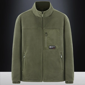 Men's Winter Fleece Jacket Reversible Stand Collar Thermal Windproof Outdoor Sport Coat Warm Casual Outerwear For Men