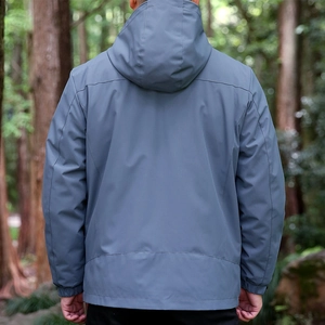 Veste à capuche homme bleu gris, coupe-vent imperméable pour la randonnée et l'hiver
