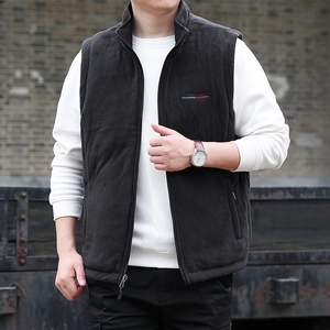 Gilet réversible en polaire noire pour homme avec col montant et fermeture éclair intégrale