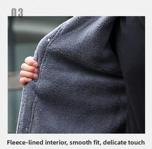 Detail view of the thick dark grey fleece lining showing soft thermal texture