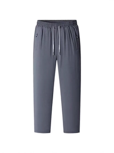 Men's thickened lamb wool thermal trousers with elastic drawstring waist in dark grey
