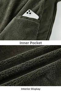 Detailansicht des dunkelgrünen Fleecefutters und der sicheren Innentasche der Jacke