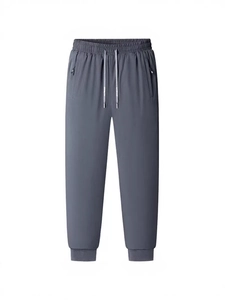 Deep grey fleece-lined joggers for men with drawstring waist and zip pockets