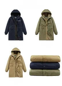 Detailed view of heavy N1 deck parka with fleece lining and army embroidery details