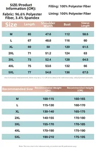 Size chart for men's faux suede jacket from M to 5XL with dimensions and weight guide