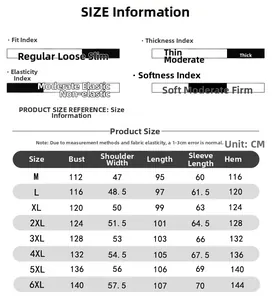 Detailed size guide table with measurements for the winter hooded lamb wool jacket