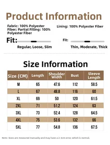 Detailed size chart for men's waffle jacket showing measurements from M to 5XL for perfect fit