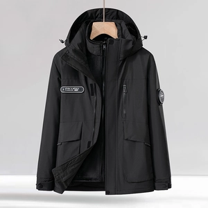 Outdoor Three In One Waterproof Hard Shell Jacket With Detachable Hood Fleece Liner Winter Warm Parka Couple Hiking Coat