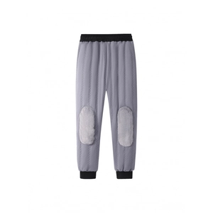 Pantalon de sport épais doublé polaire gris pour homme avec genouillères de protection