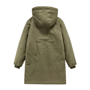Winter military green hooded N1 deck coat with ribbed cuffs and thick windproof fabric