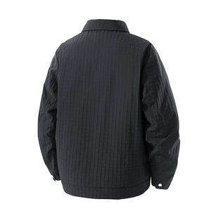 Men's business casual waffle texture fleece jacket in black showing the back and collar detail