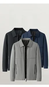 Business casual men's jackets in black, navy, and grey with quilted diamond lining