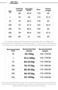 Size guide table for men fleece padded winter jacket showing measurements from M to 5XL