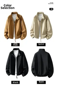 Detailed grid showing casual stand collar jackets in khaki, apricot, and black colors