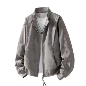 Veste en Cuir PU Rétro pour Homme Vintage Suédine Bombardier Américain Streetwear Moto Biker Manteau Décontracté Délavé