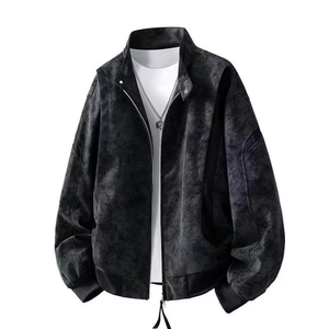Veste de motard vintage en cuir PU noir avec col montant et boutons métalliques