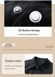 Detail of 3D textured metal buttons and classic lapel on black pleated jacket